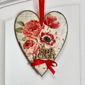 Romantikus ajtókopogtató / fa rózsás ajtódísz Isten Hozott felirattal - otthon & életmód - dekoráció - ajtó- és ablak dekoráció - ajtótábla - Meska.hu