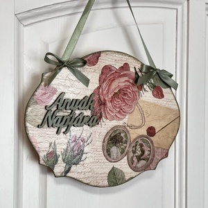 Vintage ajtódísz / rózsás fali dísz �Anyák Napjára felirattal  - otthon & életmód - dekoráció - fali és függő dekoráció - függődísz - Meska.hu