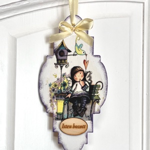 Tavaszi ajtókopogtató / dekupázsolt vidám ajtódísz - otthon & életmód - dekoráció - ajtó- és ablak dekoráció - ajtódísz & kopogtató - Meska.hu