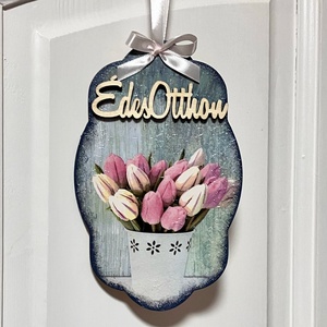 Tulipános fa ajtódísz - virágos ajtódekor - otthon & életmód - dekoráció - ajtó- és ablak dekoráció - ajtódísz & kopogtató - Meska.hu