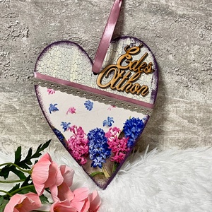 Dekupázsolt ajtódísz - virágos ajtókopogtató , Otthon & Életmód, Dekoráció, Ajtó- és ablak dekoráció, Ajtótábla, Decoupage, transzfer és szalvétatechnika, Festett tárgyak, MESKA