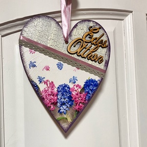 Dekupázsolt ajtódísz - virágos ajtókopogtató  - otthon & életmód - dekoráció - ajtó- és ablak dekoráció - ajtótábla - Meska.hu