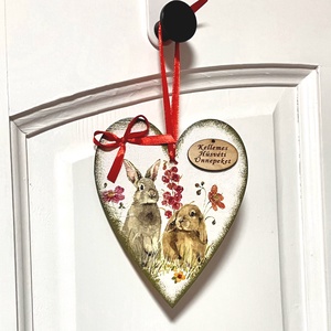 Húsvéti nyulas falidísz tavaszra, felirattal - ünnepi díszek, dekorációk - húsvéti díszek és dekorációk - húsvéti ajtódísz, kopogtató - Meska.hu