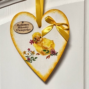 Húsvéti ajtódísz - virágos, csibés ajtókopogtató - ünnepi díszek, dekorációk - húsvéti díszek és dekorációk - húsvéti ajtódísz, kopogtató - Meska.hu