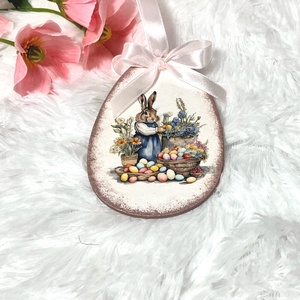 Húsvéti tojás nyuszis - rózsaszín tavaszi dekoráció - ünnepi díszek, dekorációk - húsvéti díszek és dekorációk - húsvéti tojás, hímestojás - Meska.hu