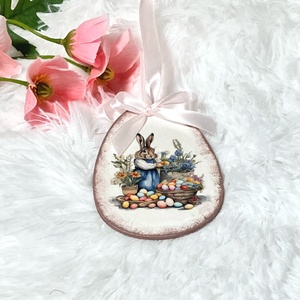 Húsvéti tojás nyúl - rózsaszín tavaszi dekoráció - ünnepi díszek, dekorációk - húsvéti díszek és dekorációk - húsvéti tojás, hímestojás - Meska.hu