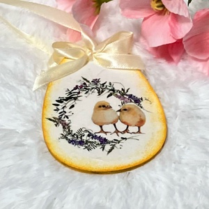 Húsvéti tojás nyuszis - sárga tavaszi dekoráció - Meska.hu