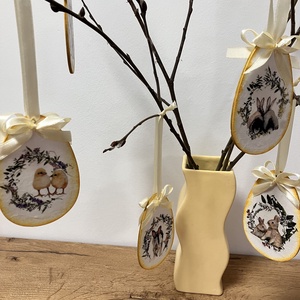 Húsvéti tojás nyuszis - sárga tavaszi dekoráció - ünnepi díszek, dekorációk - húsvéti díszek és dekorációk - húsvéti tojásfadíszek - Meska.hu