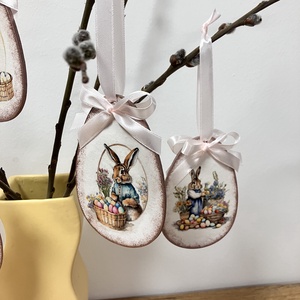 Húsvéti tojás nyuszis - rózsaszín tavaszi dekoráció - ünnepi díszek, dekorációk - húsvéti díszek és dekorációk - húsvéti tojás, hímestojás - Meska.hu