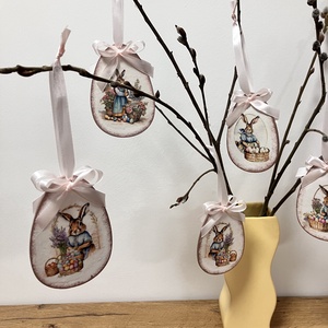 Húsvéti tojás nyuszis - rózsaszín tavaszi dekoráció - ünnepi díszek, dekorációk - húsvéti díszek és dekorációk - húsvéti tojás, hímestojás - Meska.hu