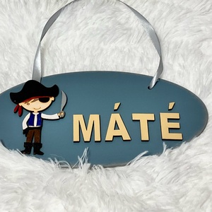 Névtábla fiúknak kalózos mintával - gyerekszoba dekor - baba névtábla, Baba - mama, Babaszoba dekoráció, Gyerek névtábla, Festett tárgyak, MESKA