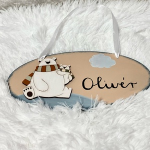 Jegesmedvés névtábla � névre szóló babaszoba falidísz - baba - mama - babaszoba dekoráció - gyerek névtábla - Meska.hu