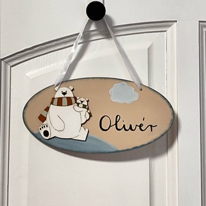 Jegesmedvés névtábla � névre szóló babaszoba falidísz - baba - mama - babaszoba dekoráció - gyerek névtábla - Meska.hu