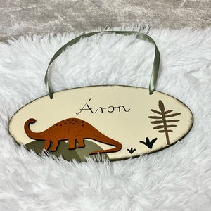 Névtábla dinóval fiúknak - baba - mama - babaszoba dekoráció - gyerek névtábla - Meska.hu