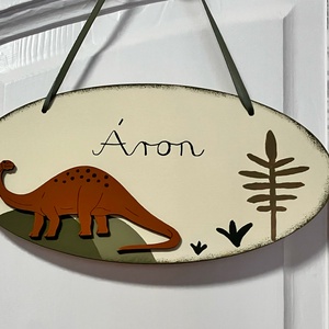 Névtábla dinóval fiúknak - baba - mama - babaszoba dekoráció - gyerek névtábla - Meska.hu