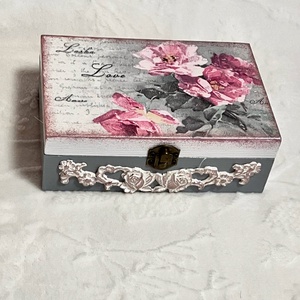 Rózsás pénzátadó doboz esküvőre, Esküvő, Emlék & Ajándék, Nászajándék, Esküvői pénzátadó doboz, Decoupage, transzfer és szalvétatechnika, Festett tárgyak, MESKA