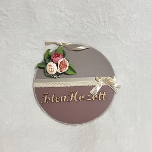 Rózsaszín virágos ajtókopogtató, Otthon & Életmód, Dekoráció, Ajtó- és ablak dekoráció, Ajtódísz & Kopogtató, Decoupage, transzfer és szalvétatechnika, Festett tárgyak, MESKA