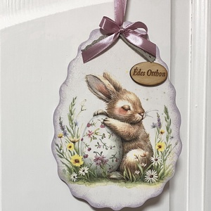 Húsvéti ajtókopogtató - nyuszis tavaszi ajtódísz - ünnepi díszek, dekorációk - húsvéti díszek és dekorációk - húsvéti ajtódísz, kopogtató - Meska.hu