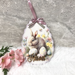 Húsvéti ajtókopogtató - nyuszis tavaszi ajtódísz - ünnepi díszek, dekorációk - húsvéti díszek és dekorációk - húsvéti ajtódísz, kopogtató - Meska.hu