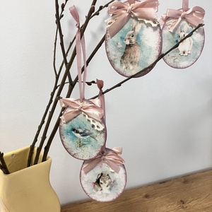 Húsvéti tojás nyuszis mintával tojásfára - tavaszi deloráció - otthon & életmód - dekoráció - fali és függő dekoráció - függődísz - Meska.hu