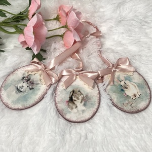 Húsvéti rózsaszín tojások - tojásfára , Otthon & Életmód, Dekoráció, Fali és függő dekoráció, Függődísz, Decoupage, transzfer és szalvétatechnika, Festett tárgyak, MESKA