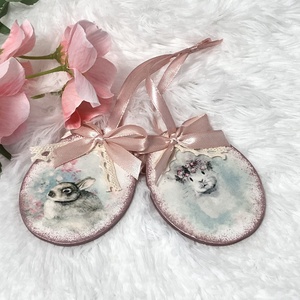 Húsvéti tojás nyuszis mintával tojásfára - tavaszi deloráció, Otthon & Életmód, Dekoráció, Fali és függő dekoráció, Függődísz, Decoupage, transzfer és szalvétatechnika, Festett tárgyak, MESKA