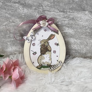 Húsvéti ajtódísz - ajtókopogtató - tavaszi dekoráció, Ünnepi díszek, dekorációk, Húsvéti díszek és dekorációk, Húsvéti ajtódísz, kopogtató, Decoupage, transzfer és szalvétatechnika, MESKA