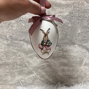 Húsvéti tojás nyuszis - rózsaszín szalaggal - Meska.hu