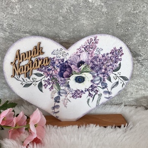 Virágos szív anyák napjára, Otthon & Életmód, Dekoráció, Dísztárgy, Decoupage, transzfer és szalvétatechnika, Festett tárgyak, MESKA