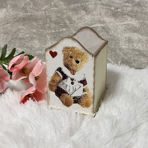 Macis tolltartó- fa ceruzatartó, Otthon & Életmód, Papír, írószer, Tolltartó & Ceruzatekercs, Decoupage, transzfer és szalvétatechnika, MESKA