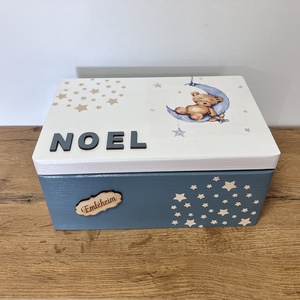 Kék macis emlékdoboz fiúknak - babalátogatóba, keresztelőre, születésnapra - baba - mama - babaemlékek - baba emlékőrző - Meska.hu