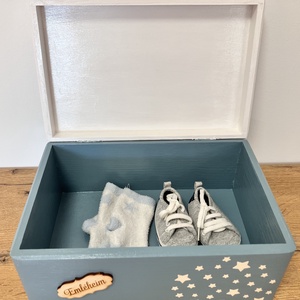 Kék macis emlékdoboz fiúknak - babalátogatóba, keresztelőre, születésnapra - baba - mama - babaemlékek - baba emlékőrző - Meska.hu