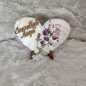 Anyák napjára virágos szív Szeretlek anya felirattal  - otthon & életmód - dekoráció - dísztárgy - Meska.hu