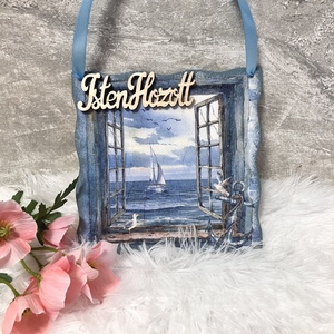 Ajtódísz vitorlás mintával - kék színben - Ajtókopogtató - Meska.hu