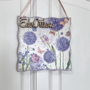 Virágos nyári ajtókopogtató - Ajtódísz Édes Otthon felirattal - otthon & életmód - dekoráció - ajtó- és ablak dekoráció - ajtódísz & kopogtató - Meska.hu