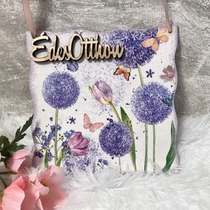 Virágos nyári ajtókopogtató - Ajtódísz Édes Otthon felirattal - Meska.hu