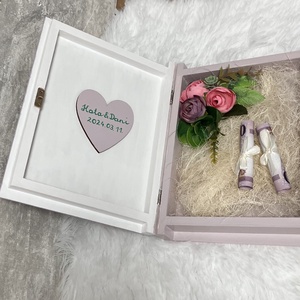 Rózsaszín könyvformájú pénzátadó doboz esküvőre - ajándékátadó  - esküvő - emlék & ajándék - nászajándék - esküvői pénzátadó doboz - Meska.hu