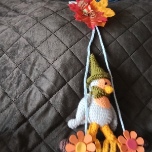Horgolt őszi kismadár-Függő dekoráció(35cm) - Meska.hu