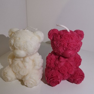 Rózsamaci masnival szója gyertya - otthon & életmód - gyertya, illat, aroma - gyertya - Meska.hu