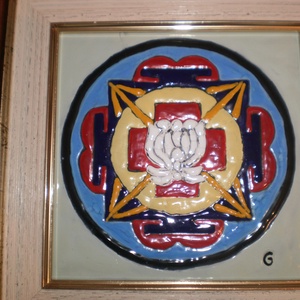 Tűzzománckép. Cím: Mandala, méret: 15 cmX 15 cm. + keret, Művészet, Festmény, Tűzzománc, Tűzzománc, MESKA