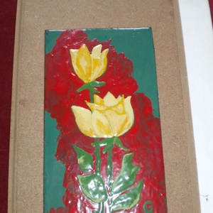Tűzzománckép. Cím: Sárga tulipán, méret: 20 cmX 11 cm.  - művészet - festmény - tűzzománc - Meska.hu