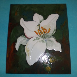 Tűzzománckép. Cím: Liliom, méret: 24 cmX 20 cm.  (nagy méret) - Meska.hu
