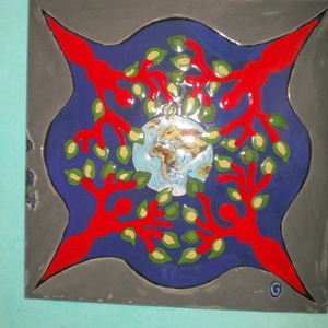 Tűzzománckép. Cím: Életfa, méret: 20 cm. X 20 cm.   (nagy méret) - Meska.hu