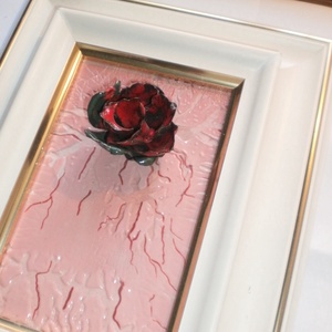 Tűzzománckép. Cím: Rézrózsa. méret: 18 cm, X 11 cm. A síkra rögzített zománcozott rézrózsa. - Meska.hu