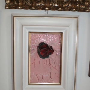 Tűzzománckép. Cím: Rézrózsa. méret: 18 cm, X 11 cm. A síkra rögzített zománcozott rézrózsa. - művészet - festmény - tűzzománc - Meska.hu