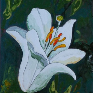 Tűzzománckép. Cím: Liliom, méret: 24 cmX 20 cm.  (nagy méret), Művészet, Festmény, Tűzzománc, Tűzzománc, MESKA