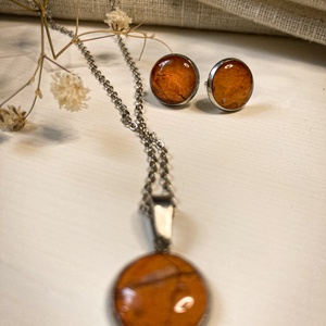 Medálos nyaklánc fülbevalóval - Őszi leveles ékszerszett, Ékszer, Ékszerszett, Ékszerkészítés, Mindenmás, MESKA