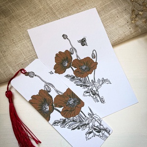 Pipacsos szett - Zsinórkarkötő, fülbevaló, könyvjelző - ékszer - ékszerszett - Meska.hu