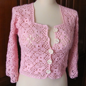 Rózsaszín patchwork kardigán - Meska.hu