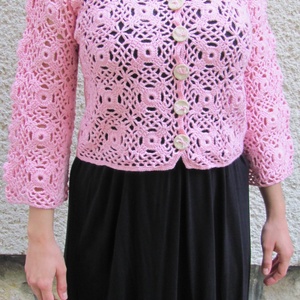 Rózsaszín patchwork kardigán - ruha & divat - női ruha - kardigánok - Meska.hu